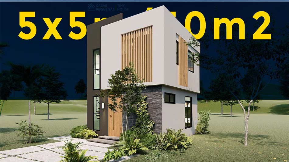 ▷ Casa pequeña y moderna de 5x5 dos pisos / La AMARAS.