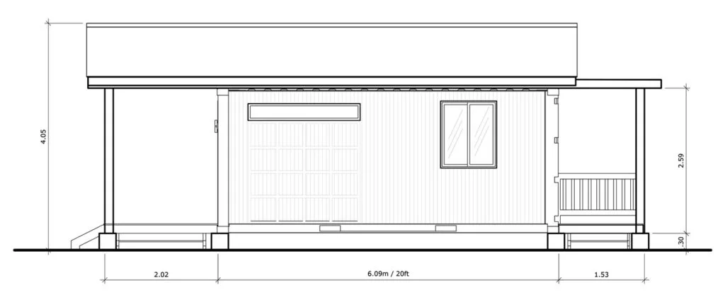 elevación lateral de casa contenedor 