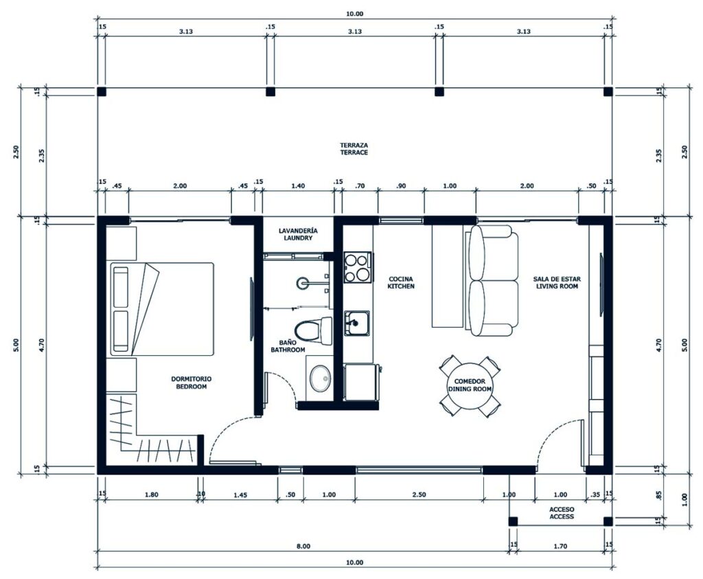 plano de casa 10x5 