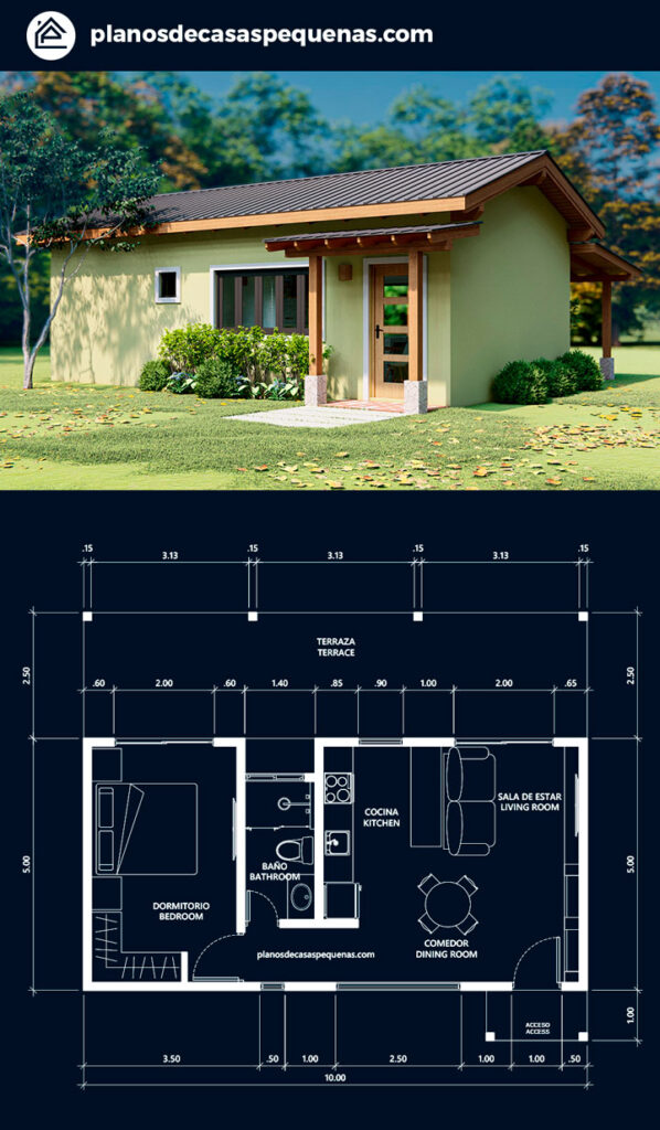 planos de casas económicas 5x10 metros