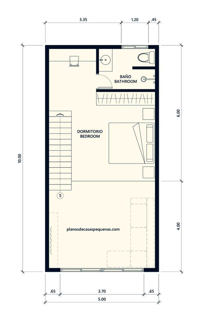 plano con medidas de casa loft