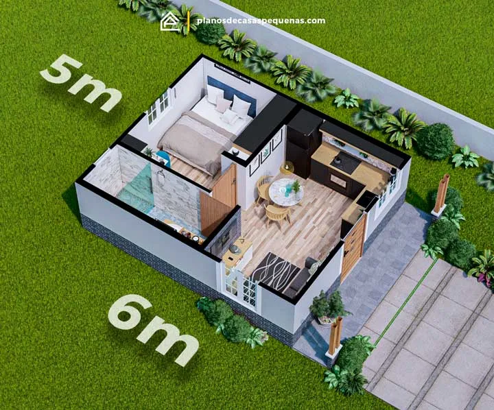 Plano De Casa Pequeña De 22x30 Pies (6.5x9m): 3 Dormitorios, 2 Baños Y Cobertizo – Diseño Moderno Y Funcional