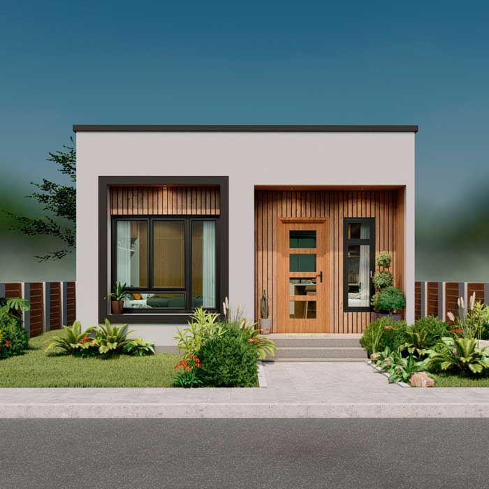 fachada de casa 6x6 metros moderna