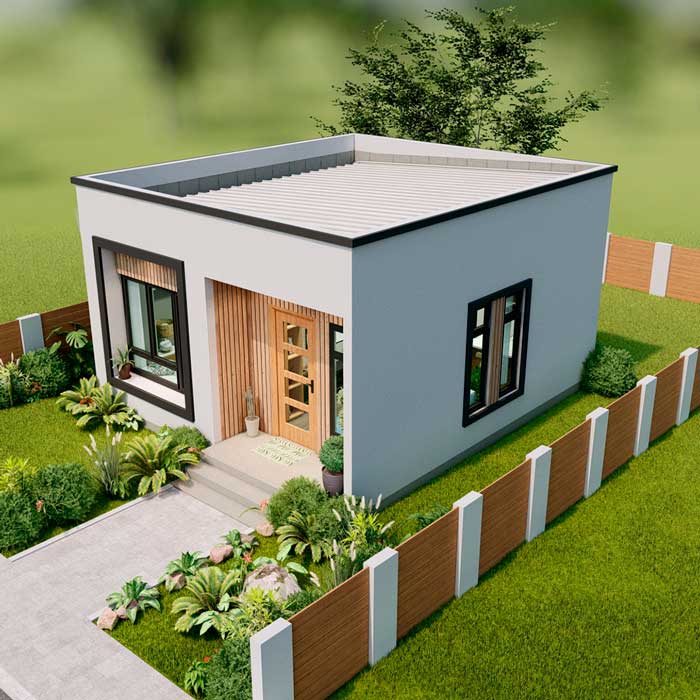 fachada de casa 6x6 moderna