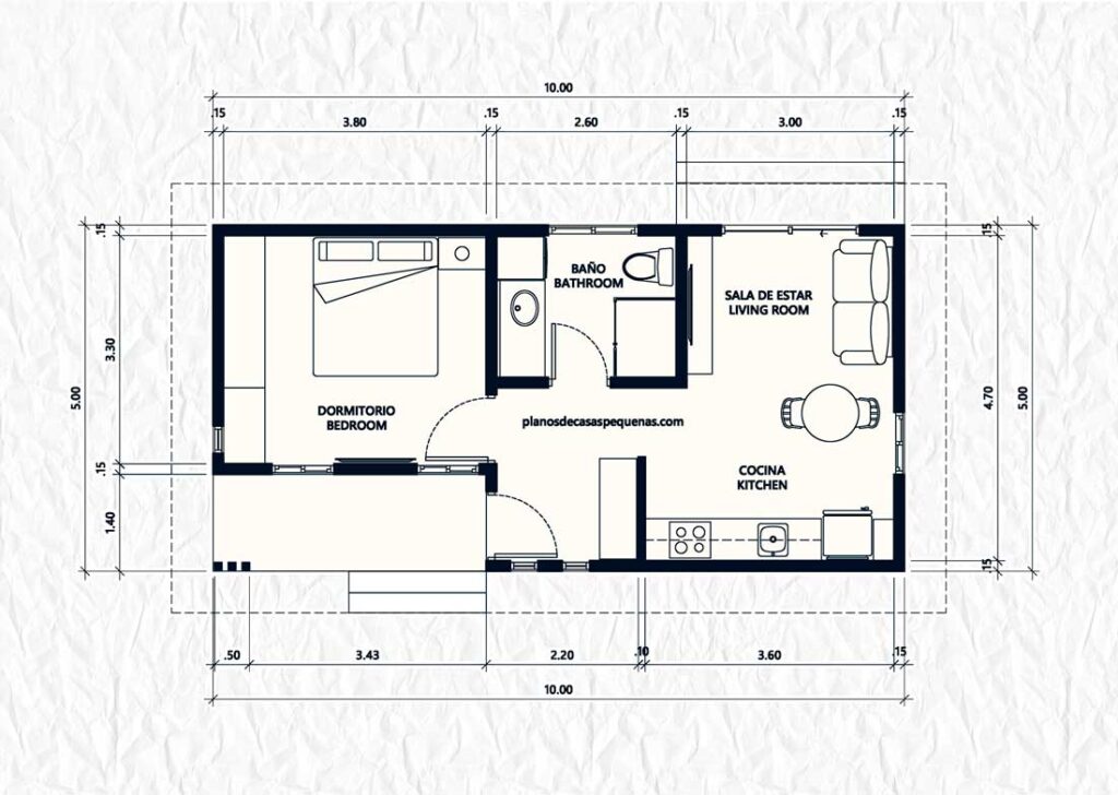plano de casa 10x5 m