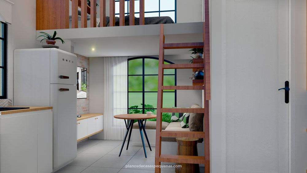 dormitorio y sala de casa 4x4 m