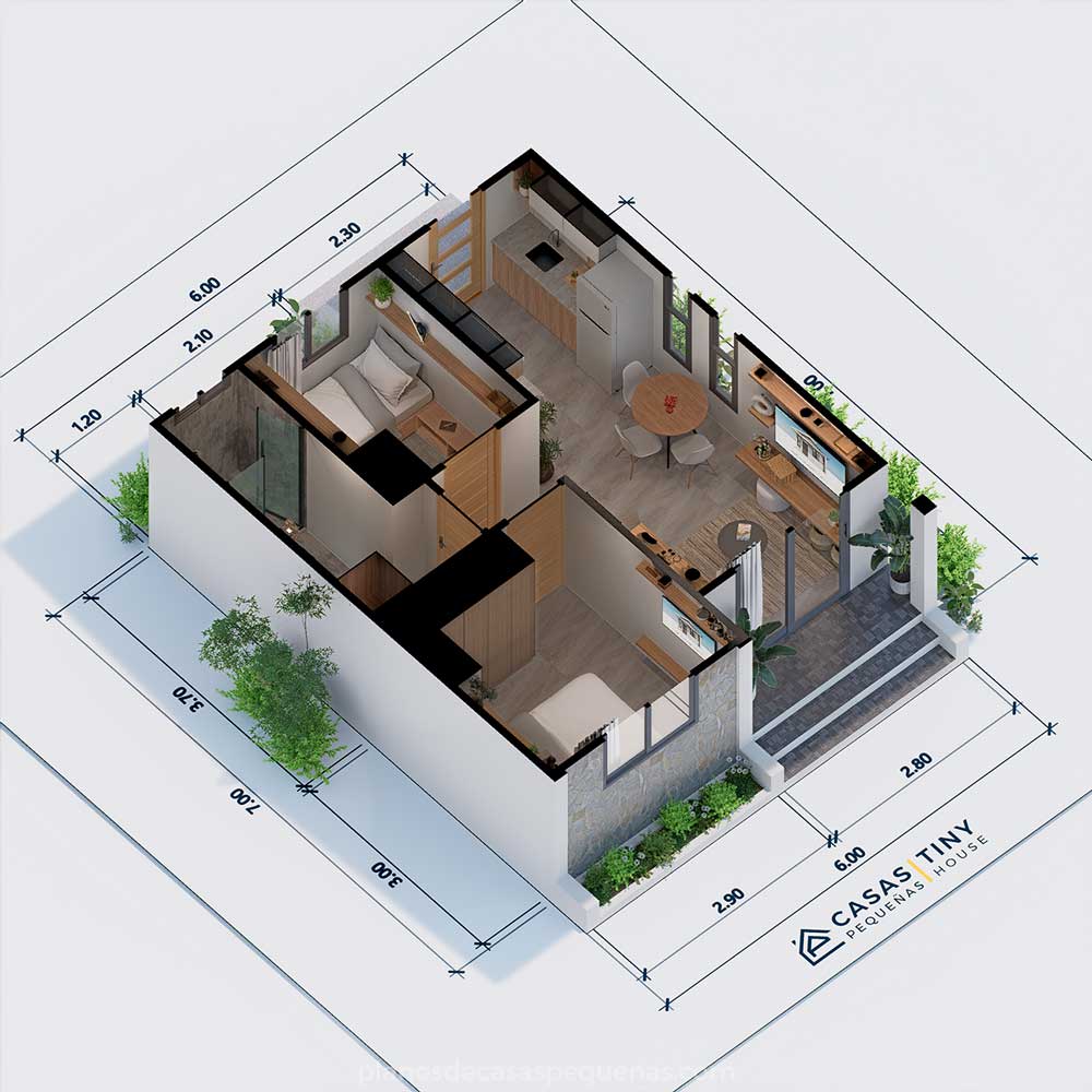 3d de casa 6x7 metros