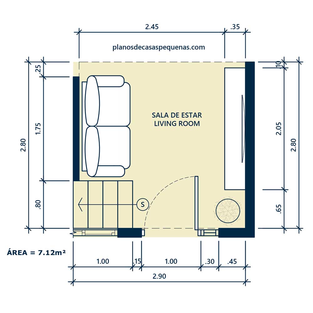 sala de casa 4x6 metros
