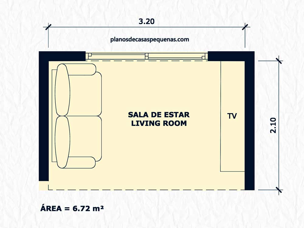 sala de casa 9x5 m